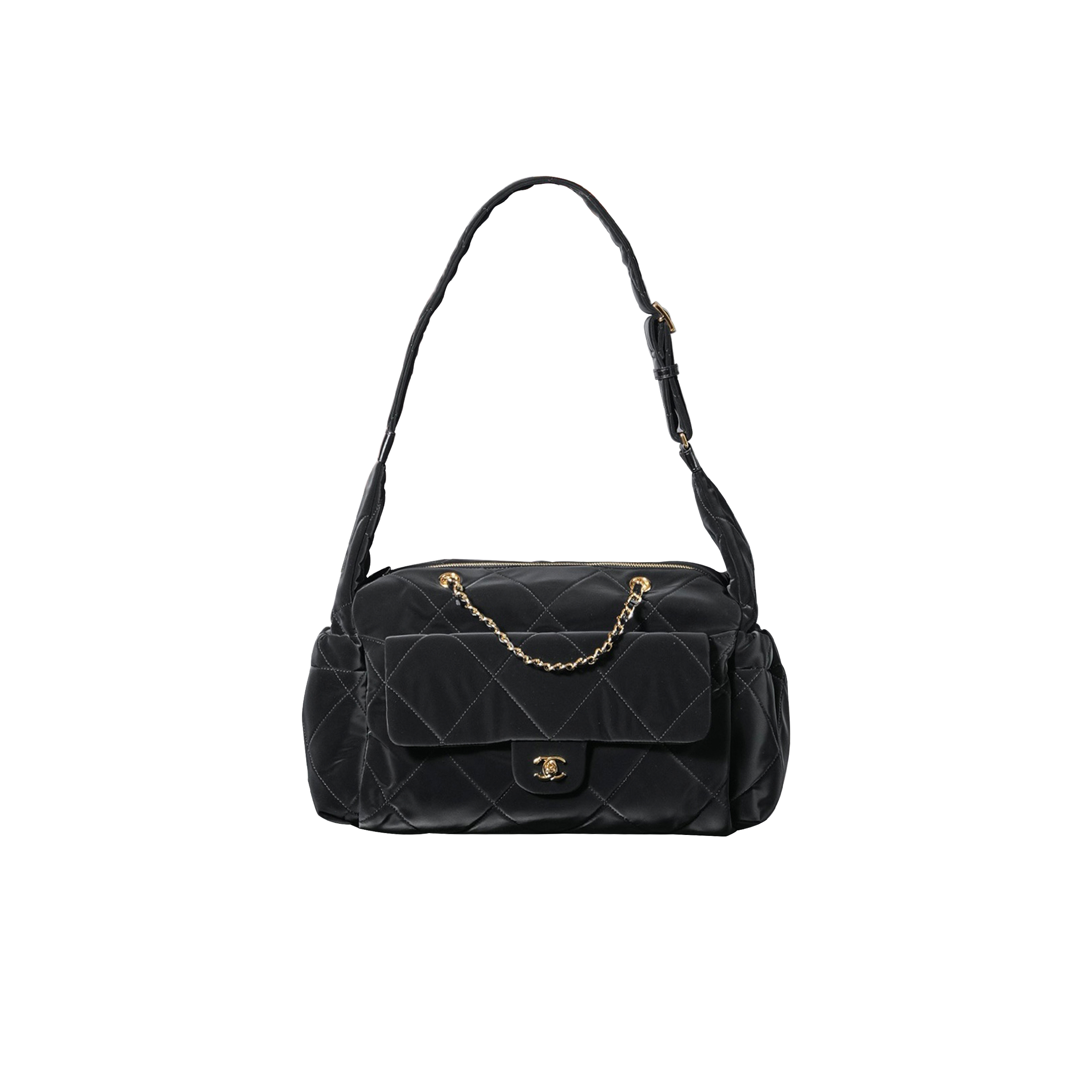 Ch*el 24n coconeju twist lock bowling bag shoulder crossbody bag black as5055 (44*22*18cm)